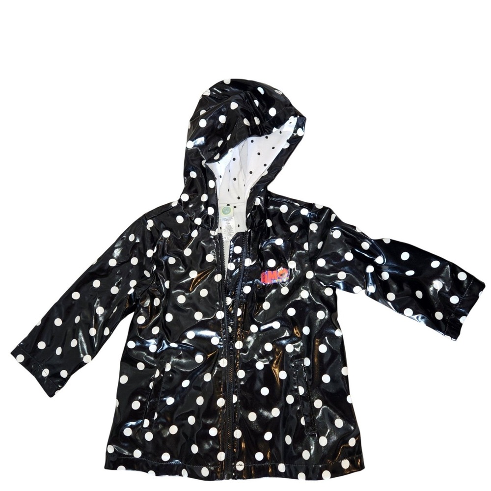 Little Me Girls 18M Black White Polka Dot Elmo Raincoat Hooded Jacket casual‎
